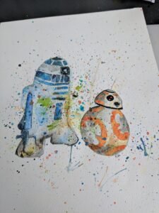 Abstract Watercolor of two droids from Star Wars